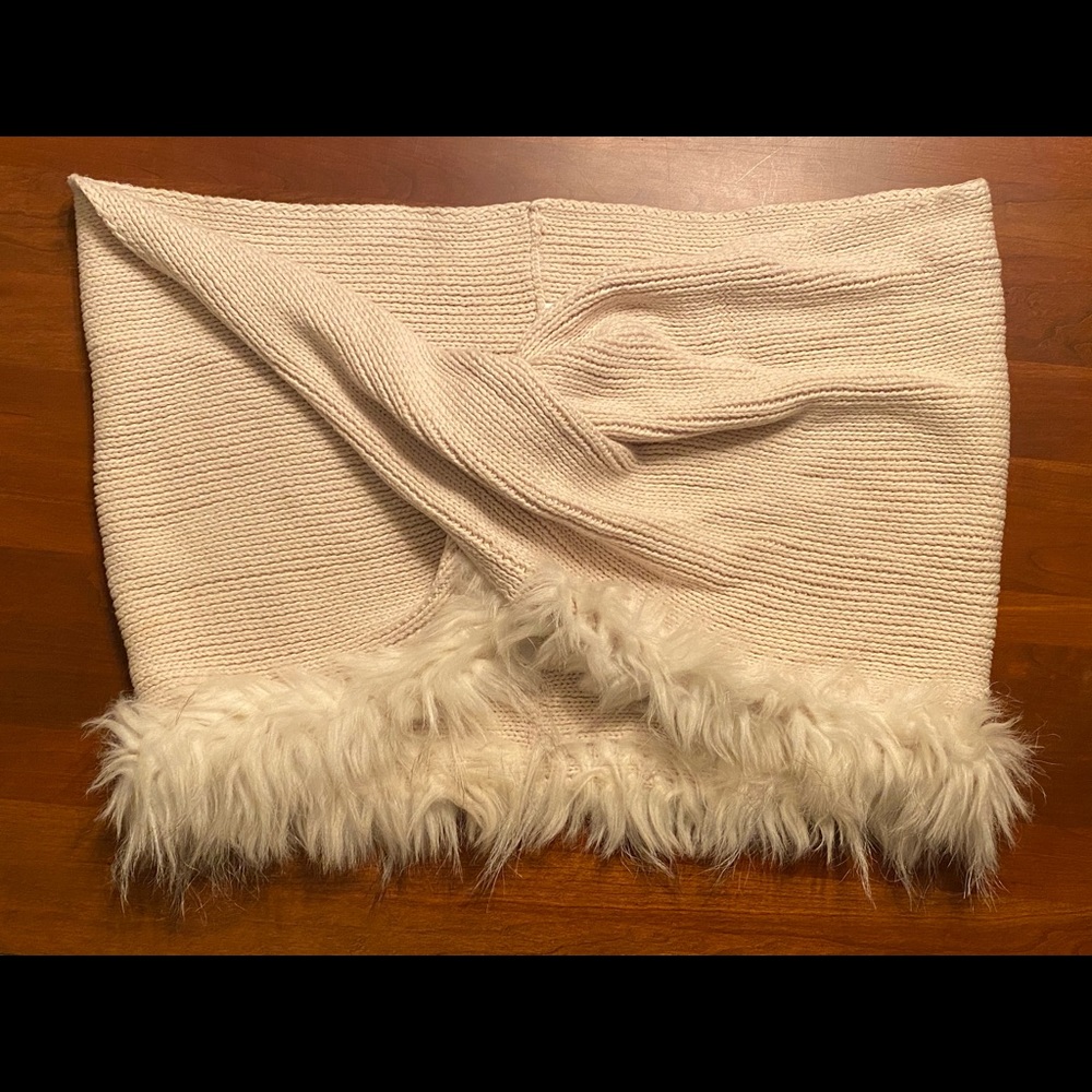 CAbi infinity sweater scarf with faux fur
